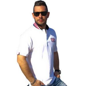 Polo bianca Fishing Passion con logo