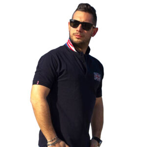 Polo Blu Fishing Passion con logo